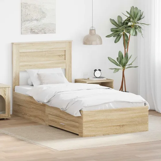 Sengestel med opbevaring Sonoma eg 90x190 cm