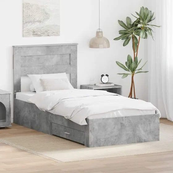 Sengestel med opbevaring Betongrå 90x200 cm