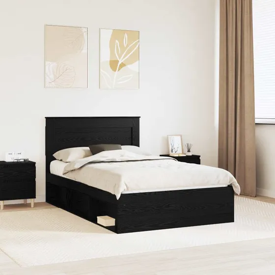 Sengestel 120x190 cm i massivt fyrretræ – Sort