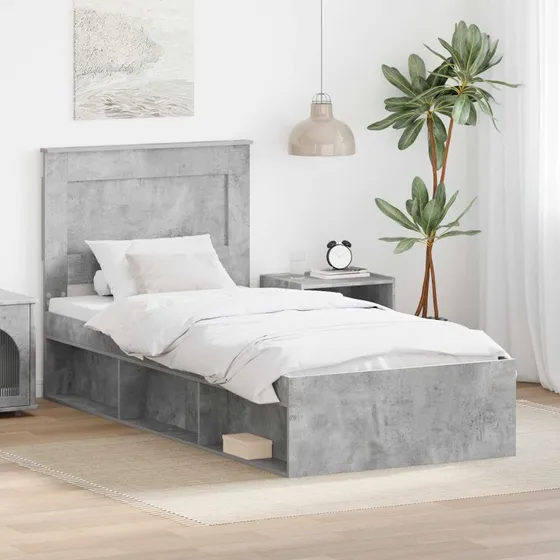 Sengestel Betongrå 100x200 cm i Massiv Fyrretræ