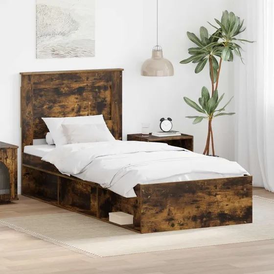 Sengestel med hovedgærde 90x190 cm – røget eg