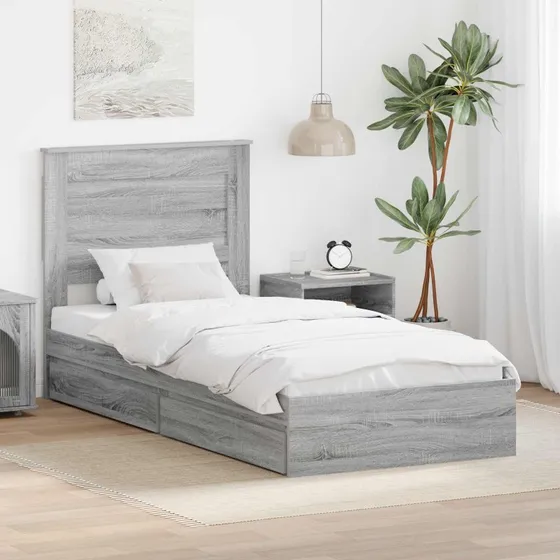 Opbevaringsseng 100x200 cm Grå Sonoma – Konstrueret træ