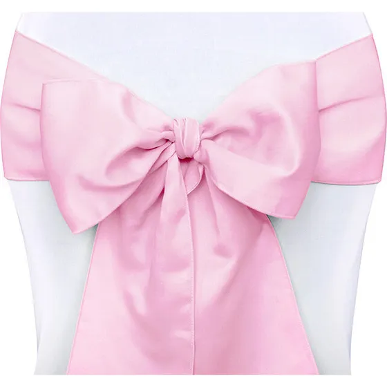 Satin 10 stk lyserøde stolebånd 15x275 cm