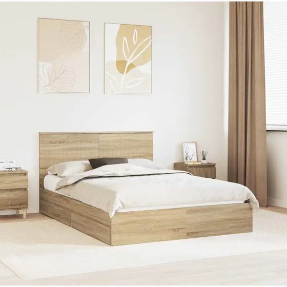 Opbevaringsseng Sonoma eg 140x190 cm - Konstrueret træ