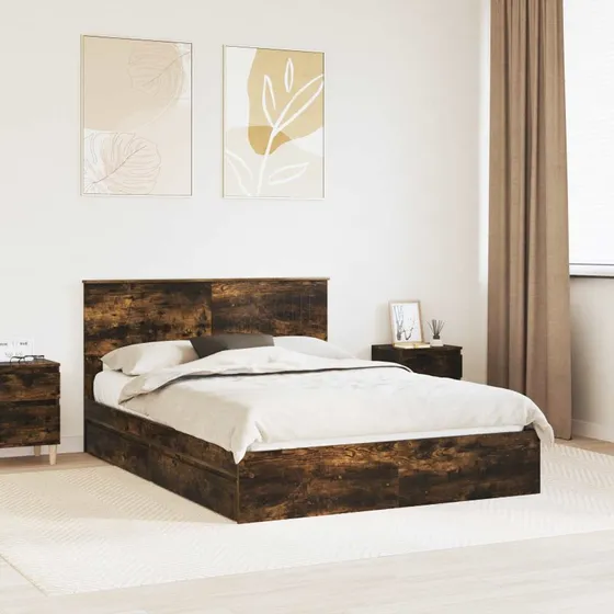 Opbevaringsseng Røget Eg 135x190 cm – Konstrueret Træ
