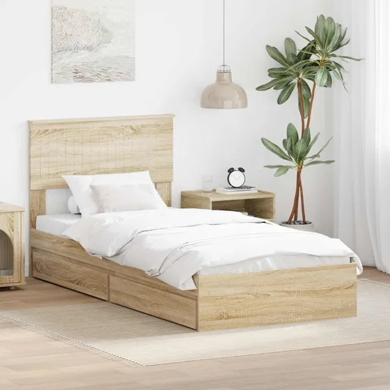 Opbevaringsseng Sonoma eg 90x200 cm i konstrueret træ