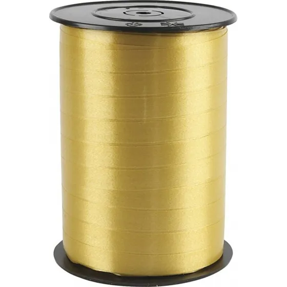 Uden mærke – Gavebånd poly glat 10 mm, 250 yd, guld