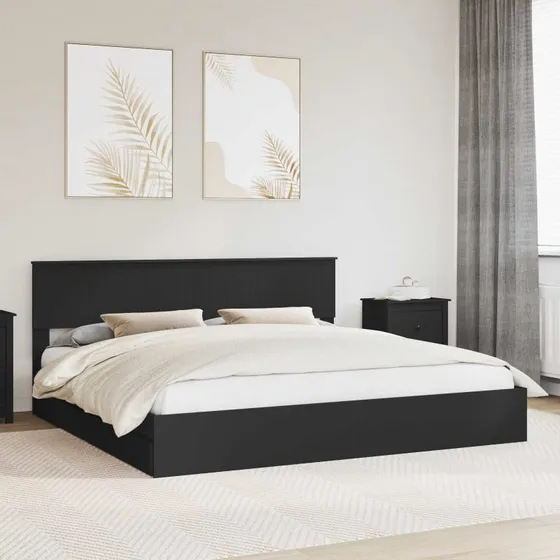 Opbevaringsseng 200x200 cm Sort - Konstrueret træ