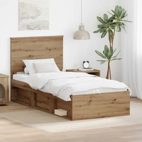 Sengestel 90x190 cm i massiv fyrretræ, Artisan eg-finish