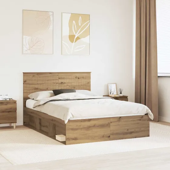 Sengestel Artisan 140x190 – massivt fyrretræ, egetræ-look