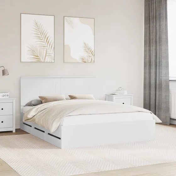 Sengestel med skuffe 160x200 cm – Hvid, ingeniørtræ