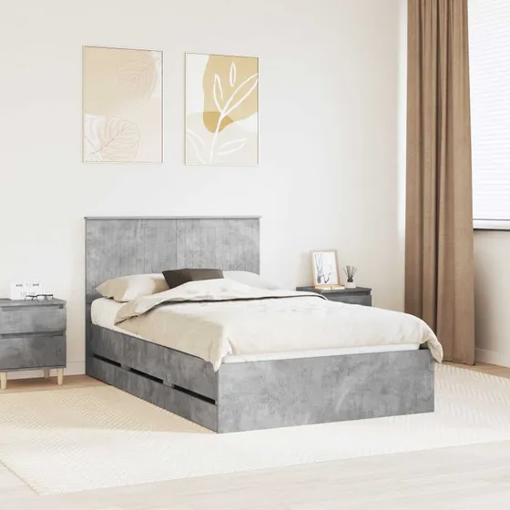 Sengestel med skuffe 120x200 cm – Betongrå (Ingeniørtræ)