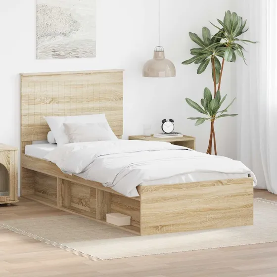 Sengestel med hovedgærde Sonoma eg 90x190 cm - Massivt fyrretræ