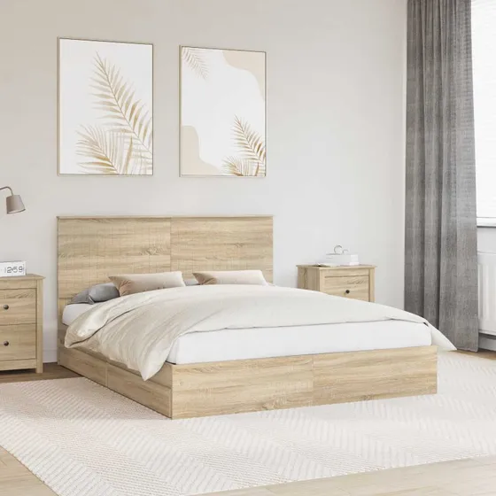 Opbevaringsseng Sonoma eg 160x200 cm – Konstrueret træ