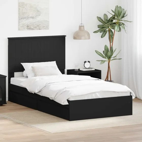 Opbevaringsseng med skuffe 100x200 cm – sort