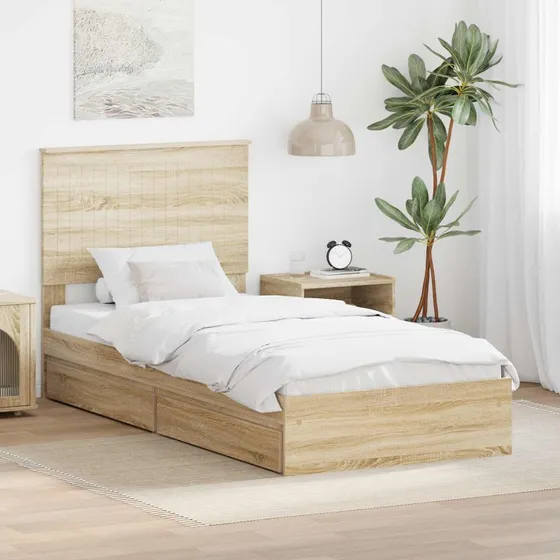 Opbevaringsseng Sonoma eg 90x200 cm - Konstrueret træ
