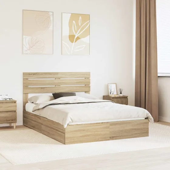 Opbevaringsseng Sonoma eg 150x200 cm med skuffe