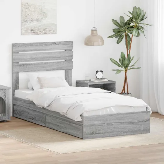 Opbevaringsseng 100x200 cm Grå Sonoma – Konstrueret træ