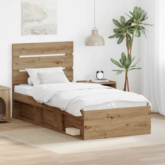 Sengestel Artisan eg med massivt fyrretræ hovedgærde 75x190