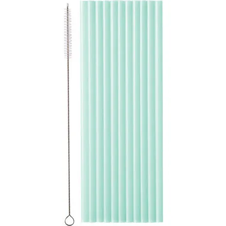 12 stk. Genanvendelige sugerør salviegrøn 23 cm