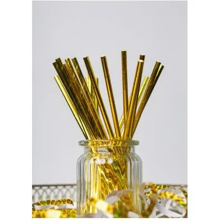 Papirsugerør Metallic Guld 20 stk (197 mm)