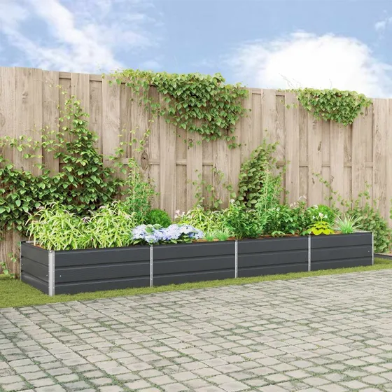 Plantekasse galvaniseret stål 195×100×45 cm, antracit