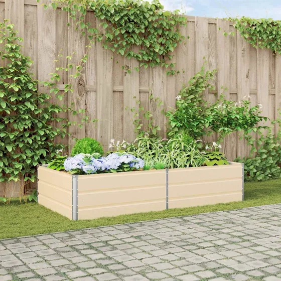 Plantekasse Elfenben 195x100x45 cm - Galvaniseret stål