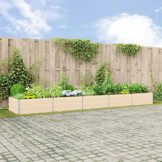 Plantekasse i galvaniseret stål 195×100×45 cm – Elfenben