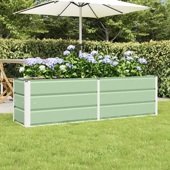 Plantekasse i stål 160 x 40 x 45 cm – grøn