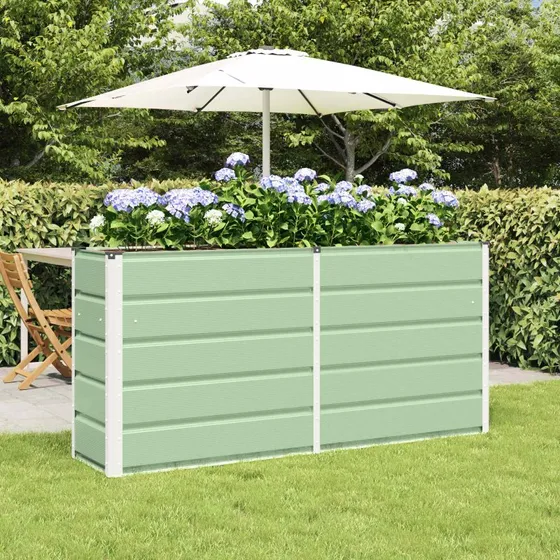 Plantekasse i stål 160 x 40 x 75 cm – Grøn