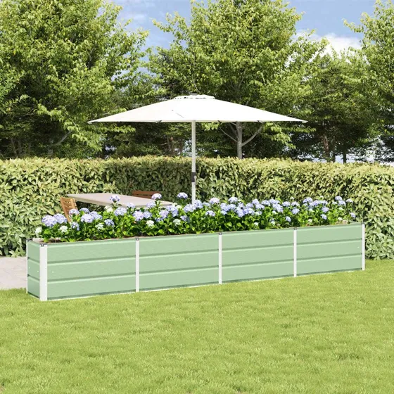 Plantekasse i stål 320×40×45 cm – Grøn
