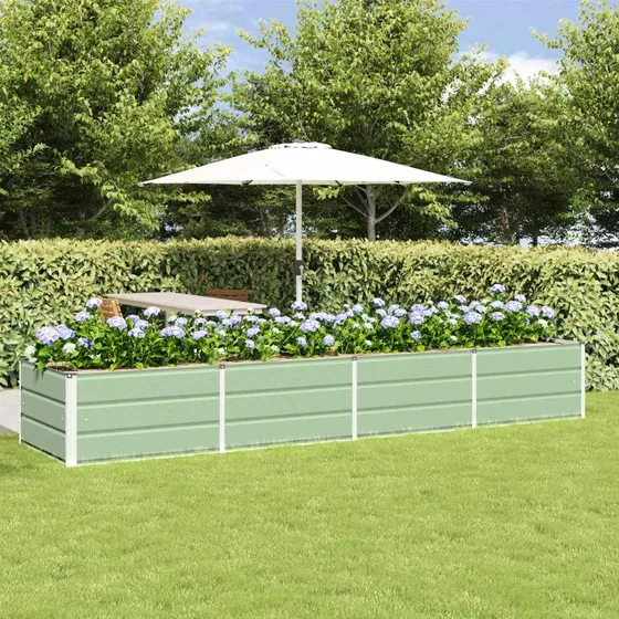 Plantekasse i stål 320 x 80 x 45 cm – Grøn