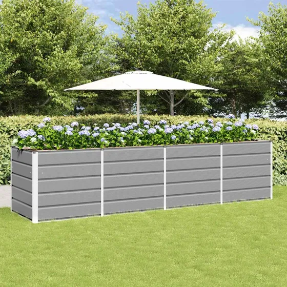 Plantekasse i stål lysegrå 240x80x75 cm