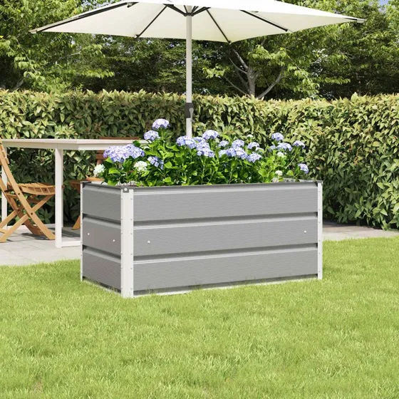 Plantekasse i galvaniseret stål Lysegrå 100×50×45 cm
