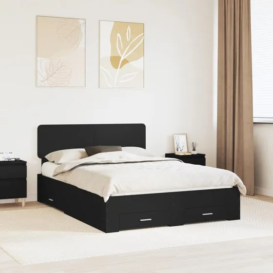 Sengestel med opbevaring 160x200 cm, sort