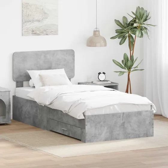 Sengestel med hovedgærde Betongrå 100x200 cm