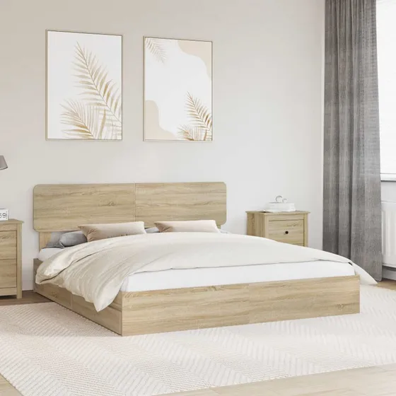 Opbevaringsseng Sonoma Eg 180x200 cm – Konstrueret Træ