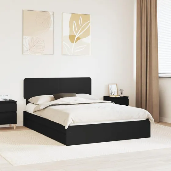 Opbevaringsseng med skuffer 150x200 cm, sort – konstrueret træ