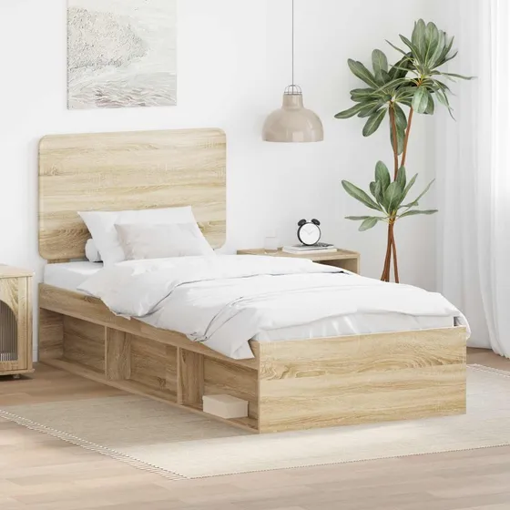 Sengestel med hovedgærde Sonoma eg 75x190 cm - massiv fyrretræ