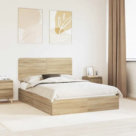 Opbevaringsseng Sonoma eg 150x200 cm – konstrueret træ