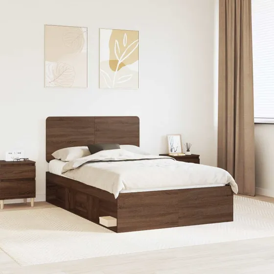 Sengestel brun eg 120x190 cm i massivt fyrretræ
