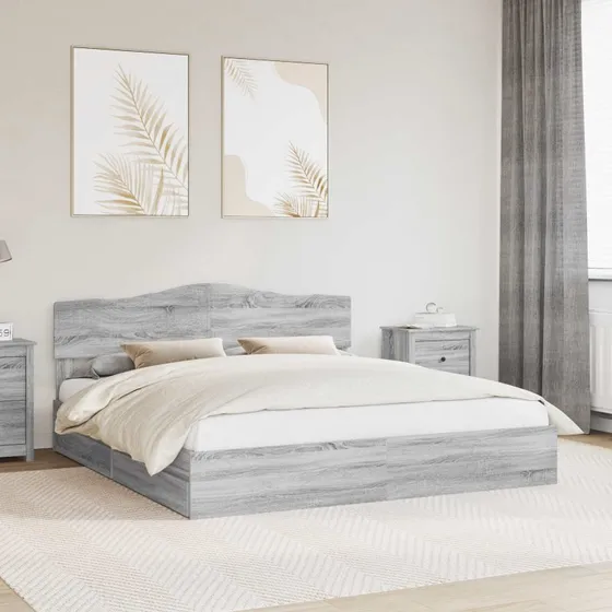 Opbevaringsseng 180x200 cm Grå Sonoma – Konstrueret træ