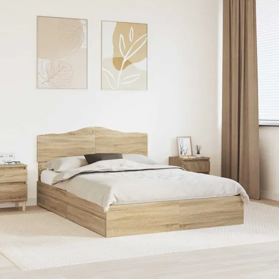 Opbevaringsseng Sonoma eg 140x200 cm – Konstrueret træ