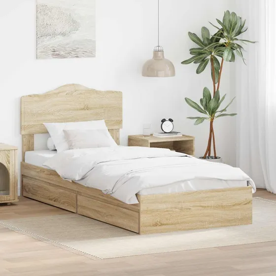 Opbevaringsseng Sonoma eg 90x200 cm – konstrueret træ