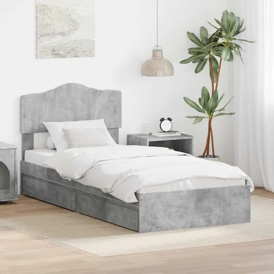 Opbevaringsseng 90x190 cm – Betongrå, konstrueret træ