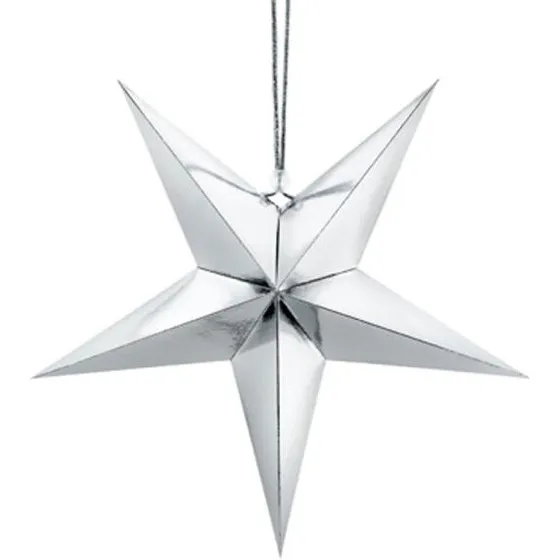 Papirstjerne Sølv Metallic 70 cm