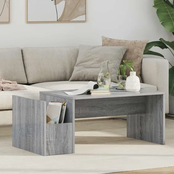 Sofabord Grå Sonoma 90x45x35 cm – Konstrueret træ