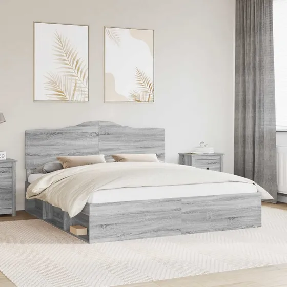 Sengestel i massiv fyrretræ 200x200 cm - Grå Sonoma