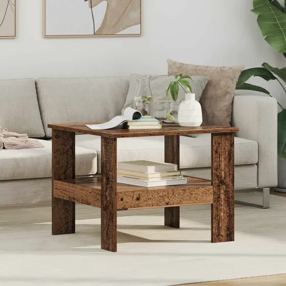Sofabord i gammelt træ 57x55x45 cm – konstrueret træ