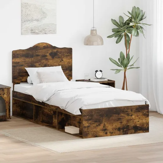 Sengestel 100x200 cm – Røget eg & massivt fyrretræ